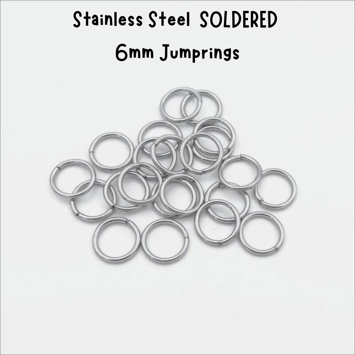 6mm Stainless Steel Soldered Jumprings, Approx 50pcs, 20 Guage, 6x0.8mm, 5gms/0.18oz