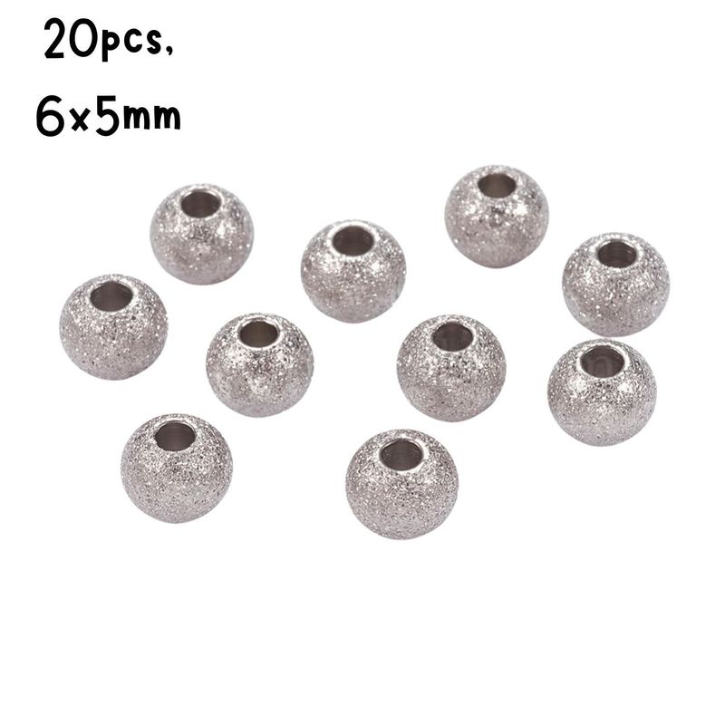 Stainless Steel Textured Round Beads, 20pcs, 6x5mm, Hole 2mm, 8gms/0.28oz