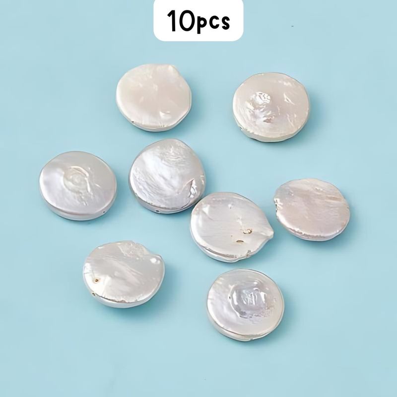 Freshwater Pearls, Coin, 10pcs, 16~18.5x3.5~6.5mm, Natural, Hole 0.9mm, 20gms/0.71oz