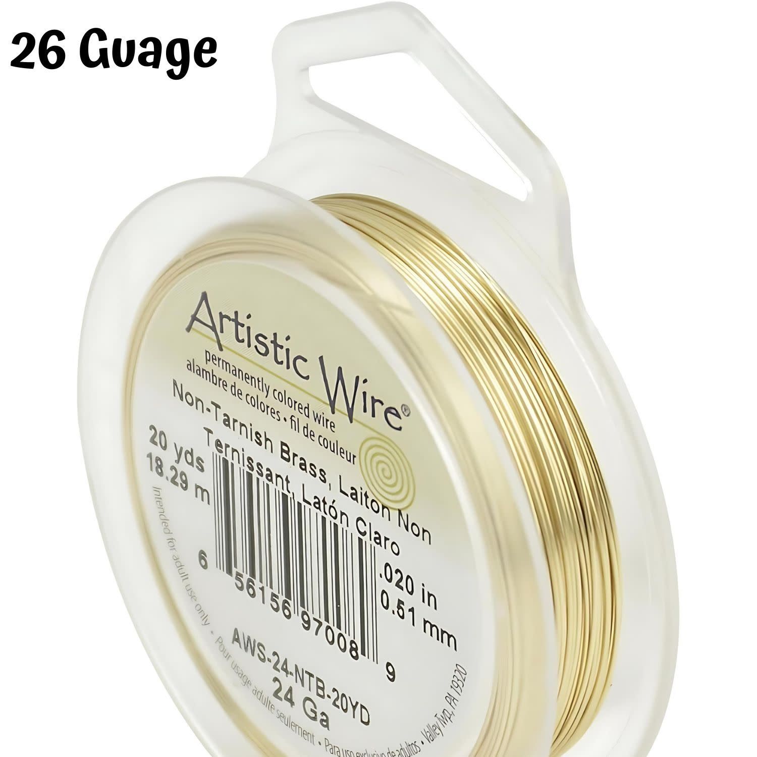 26 Gauge Tarnish Resistant, Brass  Copper Wire, 90ft/30yds