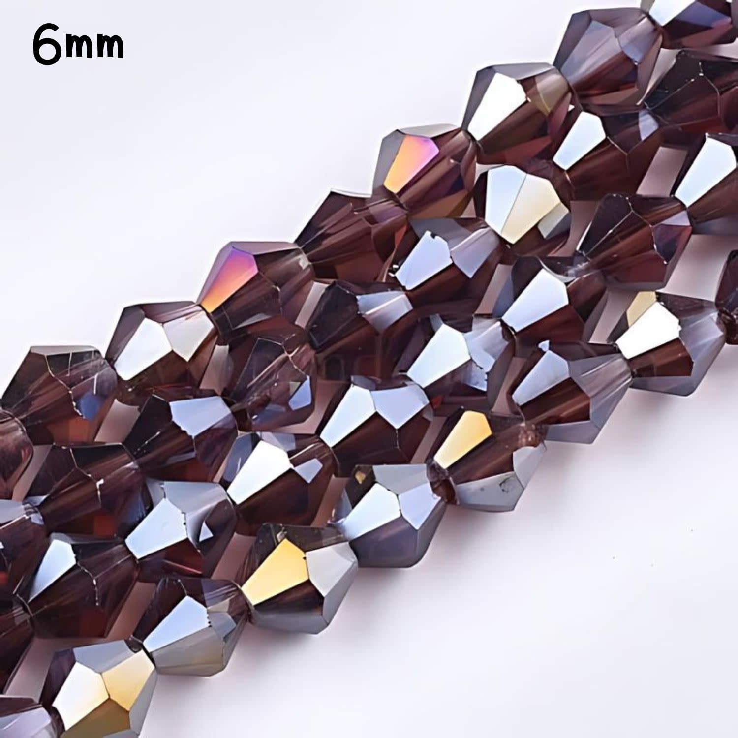 6mm Bicones, Indigo Purple Ab, 50pcs, Hole 1mm, Glass Beads, 12gms/0.42oz