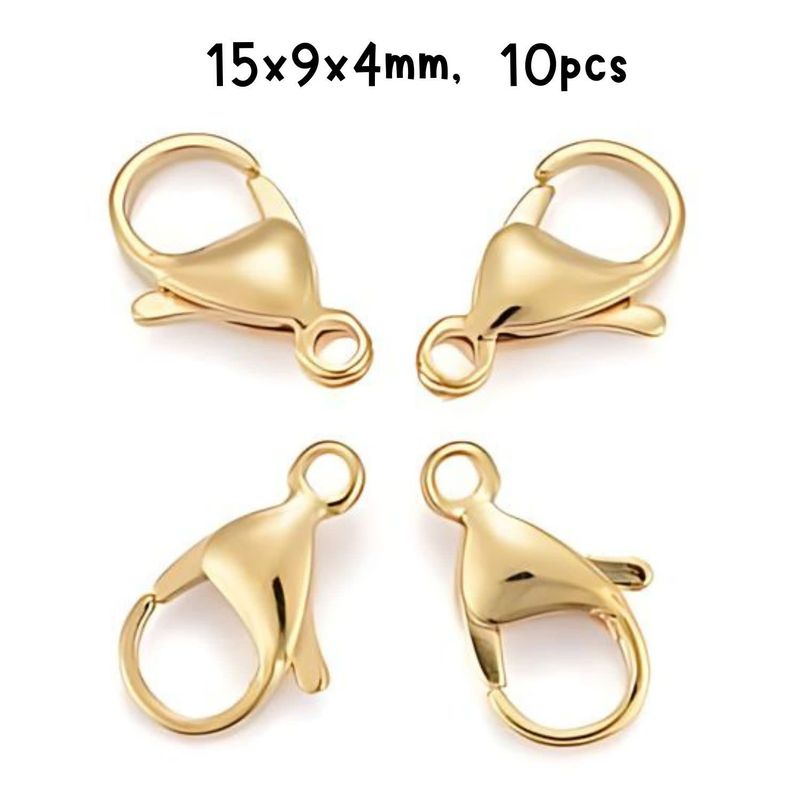 GP Stainless Steel Lobster Clasps, 10pcs, 15x9x4mm, 10gms/0.35oz