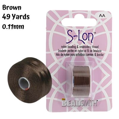 S-Lon Fine D Thread, Brown,49 Yards, Size - 0.11mm Diameter