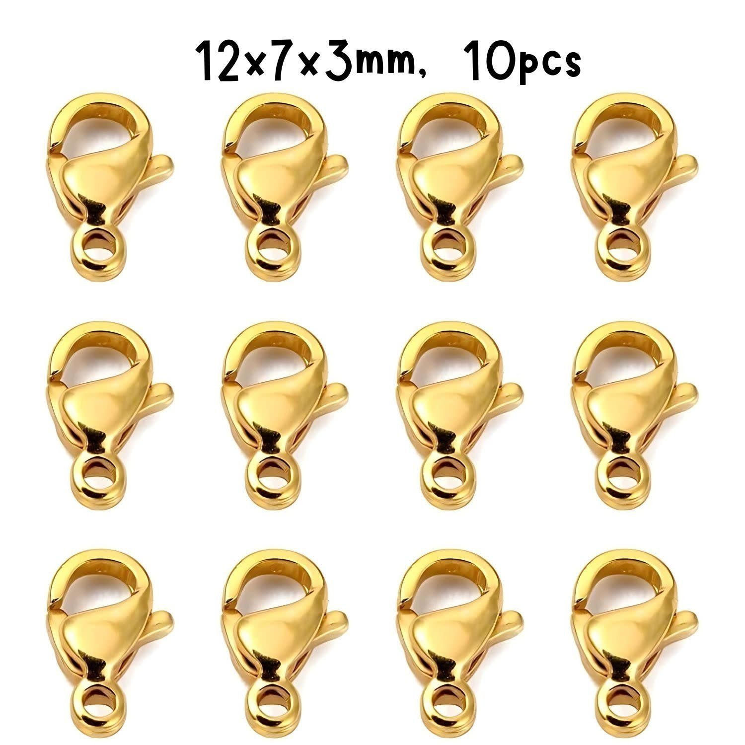 GP Stainless Steel Lobster Claw Clasps, 10pcs, 12x7x3.5mm, Hole 1.5mm, 5gms/0.18oz