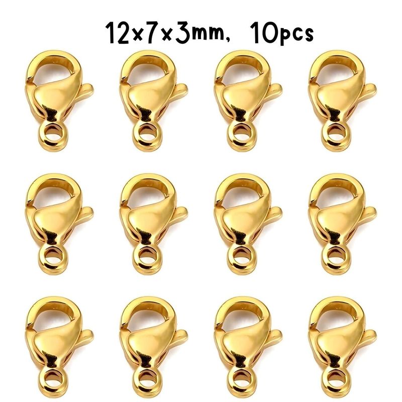 GP Stainless Steel Lobster Claw Clasps, 10pcs, 12x7x3.5mm, Hole 1.5mm, 5gms/0.18oz
