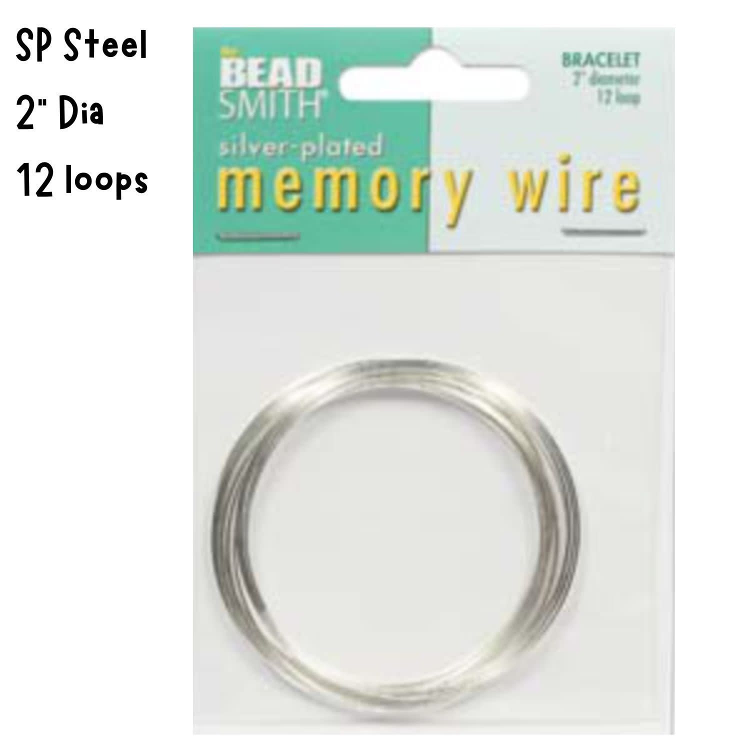 2&#39;&#39; Diameter Memory Wire Bracelet, 12 Loops, Silver Plated Steel, 0.5oz