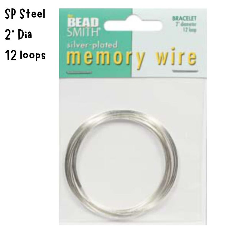 2&#39;&#39; Diameter Memory Wire Bracelet, 12 Loops, Silver Plated Steel, 0.5oz