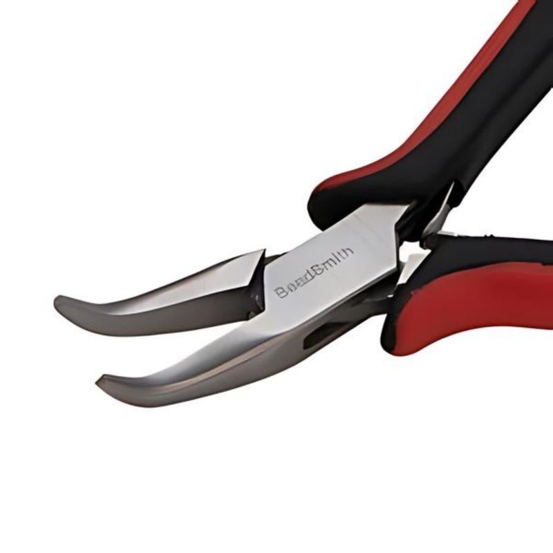 Super Fine Ergonomic Bent Chain Nose Pliers, Red &amp; Black Handles, 4.5&quot; Long, 3oz