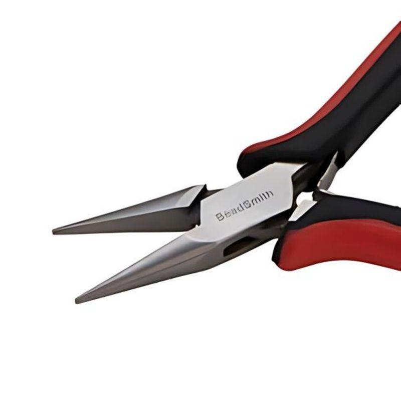 Super Fine Ergonomic Chain Nose Pliers, Red &amp; Black Handles, 4.5&quot; Long, 3oz