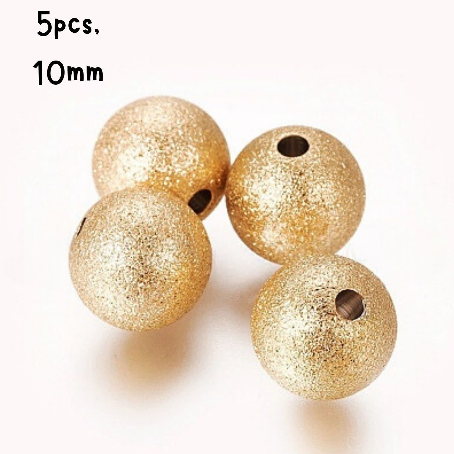 GP Stainless Steel Textured Round Beads, 5pcs, 10mm, Hole 1.8mm, 21gms/0.74oz