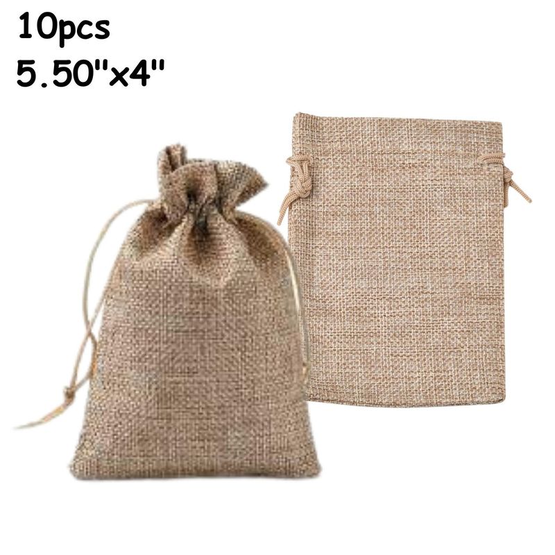 5.5&#39;&#39;x4&#39;&#39; Drawstring Pouches/Bags, 10pcs, Khaki/Tan, Polyester, 99gms/3.49oz