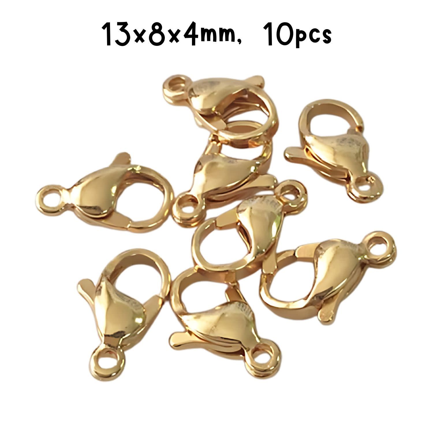 GP Stainless Steel Lobster Claw Clasps, 10pcs, 13x8x4mm, Hole 1.5mm, 8gms/0.14oz