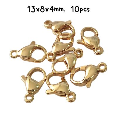 GP Stainless Steel Lobster Claw Clasps, 10pcs, 13x8x4mm, Hole 1.5mm, 8gms/0.14oz