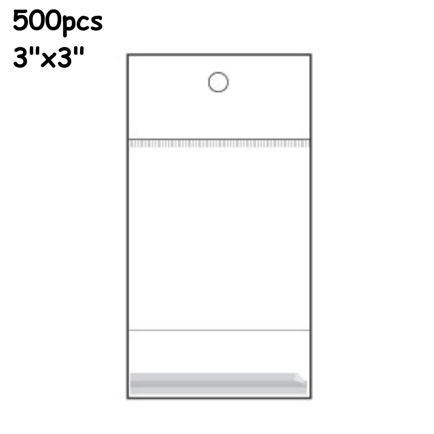 3&quot;x3&quot; Clear Plastic Resealable Bags, 500pcs, White Header, 175gms/6.17oz