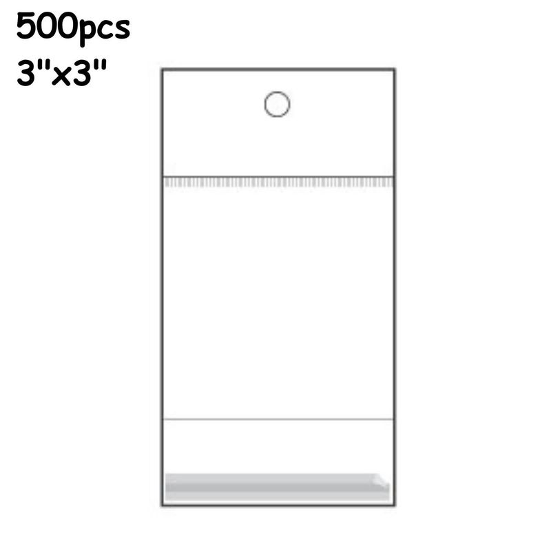 3&quot;x3&quot; Clear Plastic Resealable Bags, 500pcs, White Header, 175gms/6.17oz
