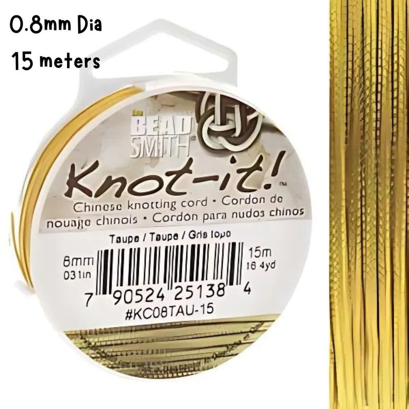 0.8mm Taupe, Chinese Knotting Cord, 16.4 Yards/15 Meters, 28gms/1oz