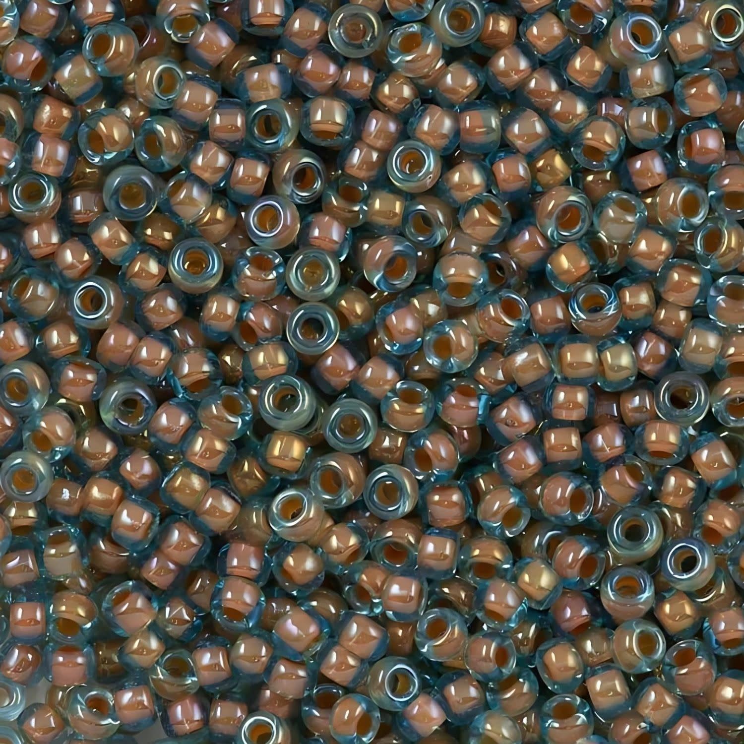 #11 Miyuki Seed Beads - Cream Lined Aqua, 11-9351-TB, Approx 24 Grams, 1 five inch tube