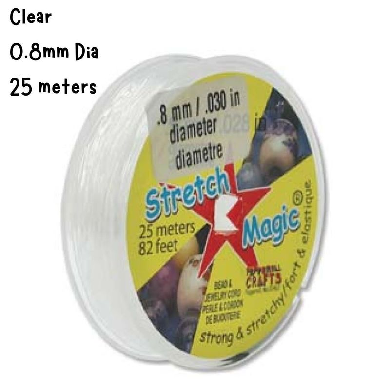 0.8mm Stretch Magic Jewelry Cord, Clear, 25 Meters/82Ft, 56gms/2oz