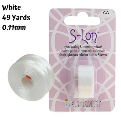S-Lon Fine D Thread, White, 49 Yards, Size - 0.11mm Diameter
