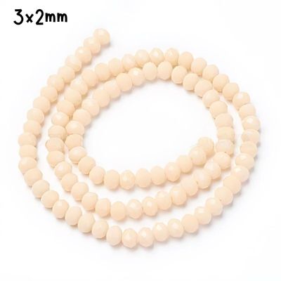 3x2mm Faceted Rondelles, Approx 125pcs, 12" Strand, Opaque Navaho, Hole 1mm, Glass Beads, 8gms/0.28oz