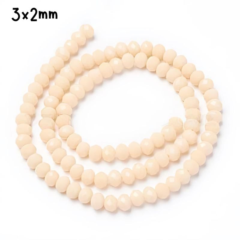 3x2mm Faceted Rondelles, Approx 125pcs, 12&quot; Strand, Opaque Navaho, Hole 1mm, Glass Beads, 8gms/0.28oz