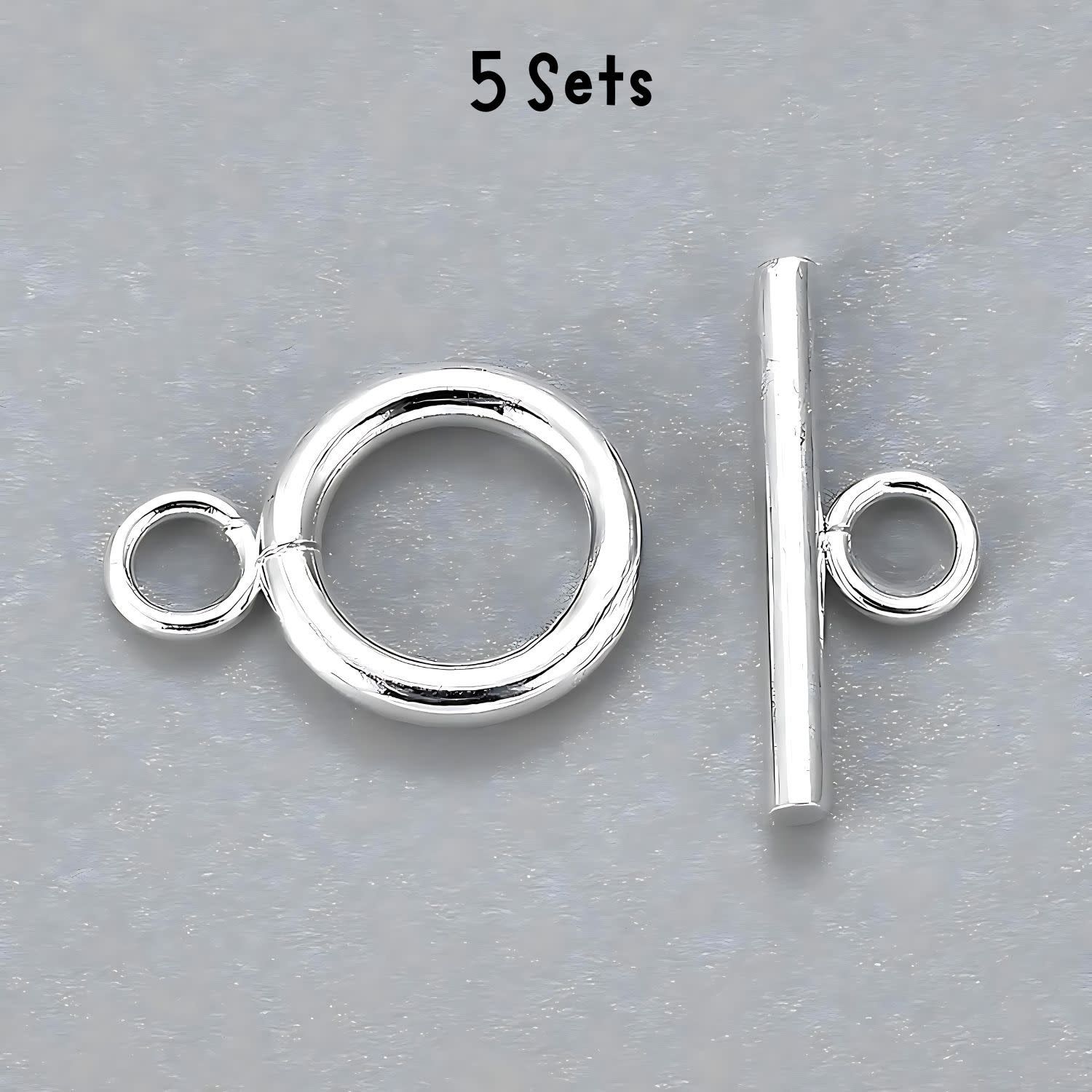 SP Stainless Steel Toggle Clasps, 5 Sets, Ring 16x12x2mm, Bar 18x7x2mm, Hole 2mm, 9gms/0.32oz