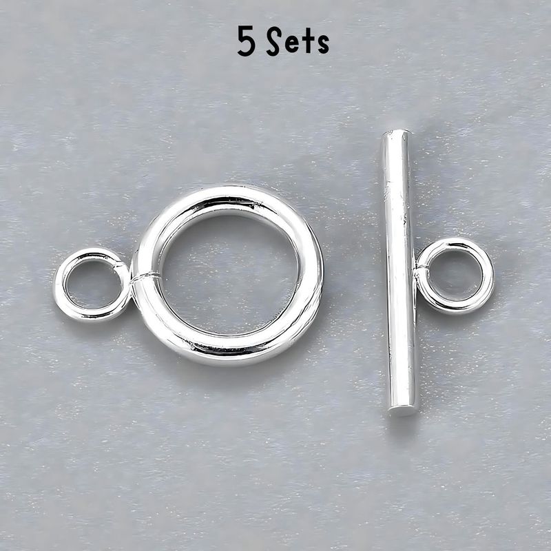 SP Stainless Steel Toggle Clasps, 5 Sets, Ring 16x12x2mm, Bar 18x7x2mm, Hole 2mm, 9gms/0.32oz