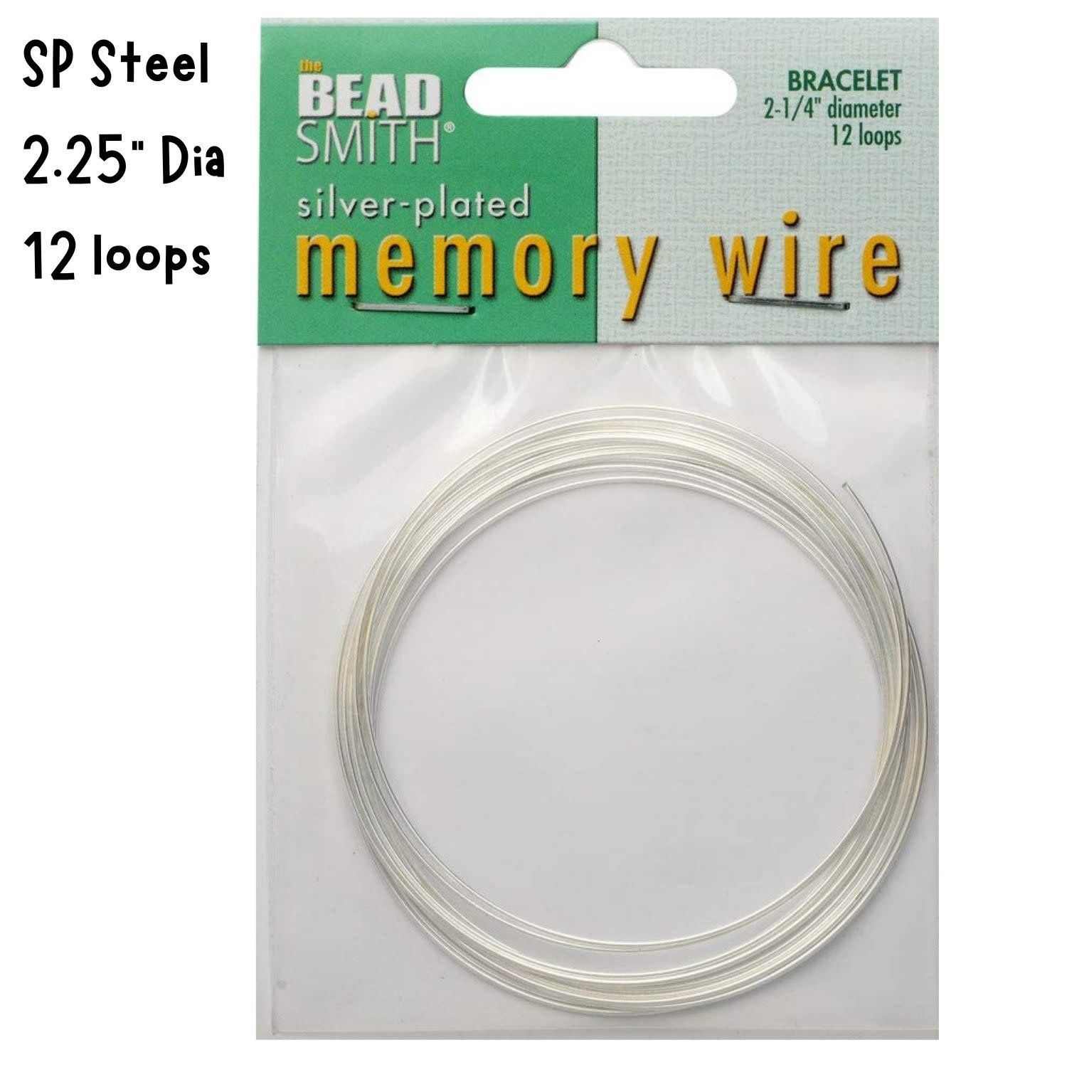2-1/4&#39;&#39; Diameter Memory Wire Bracelet, 12 Loops, Silver Plated Steel, 0.5oz