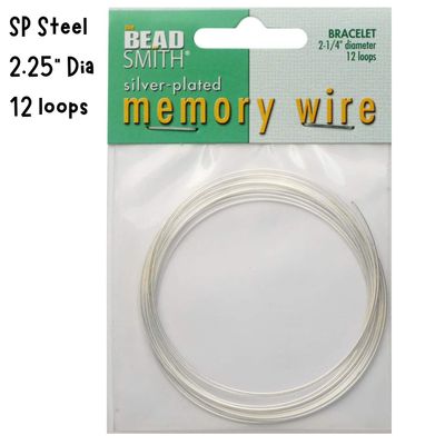 2-1/4&#39;&#39; Diameter Memory Wire Bracelet, 12 Loops, Silver Plated Steel, 0.5oz