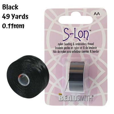 S-Lon Fine D Thread, Black, 49 Yards, Size - 0.11mm Diameter