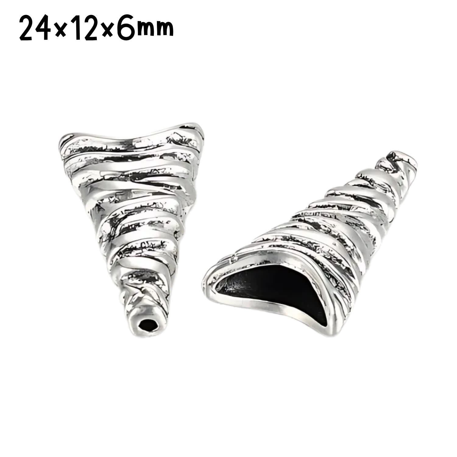 Tibetan Style Pewter Cones/Bead Caps, 10pcs, 24x12x6mm, Holes: 1mm &amp; 3.5x9mm, 22gms/0.78oz