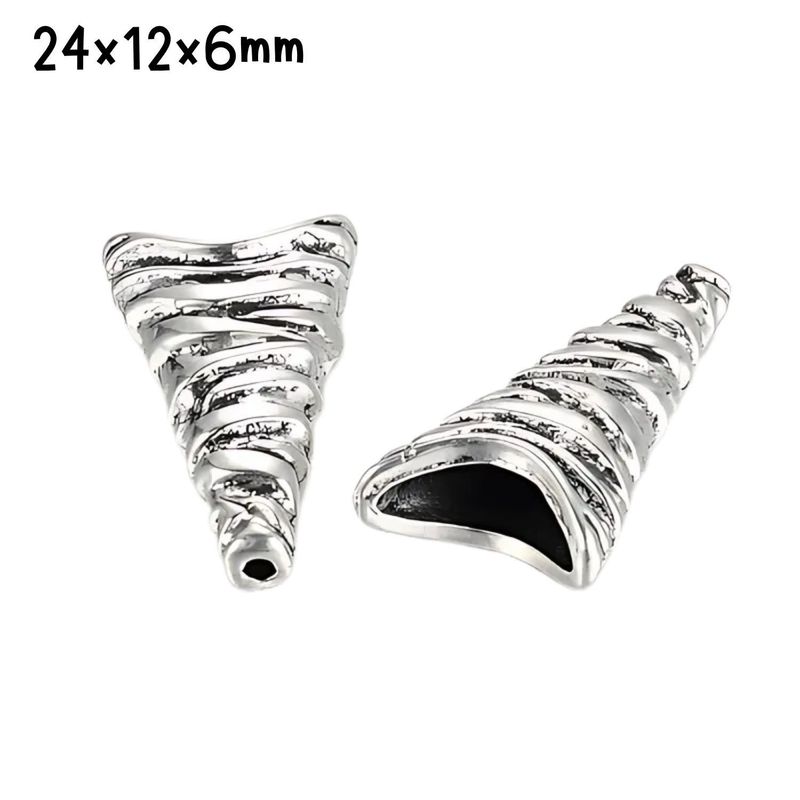Tibetan Style Pewter Cones/Bead Caps, 10pcs, 24x12x6mm, Holes: 1mm &amp; 3.5x9mm, 22gms/0.78oz