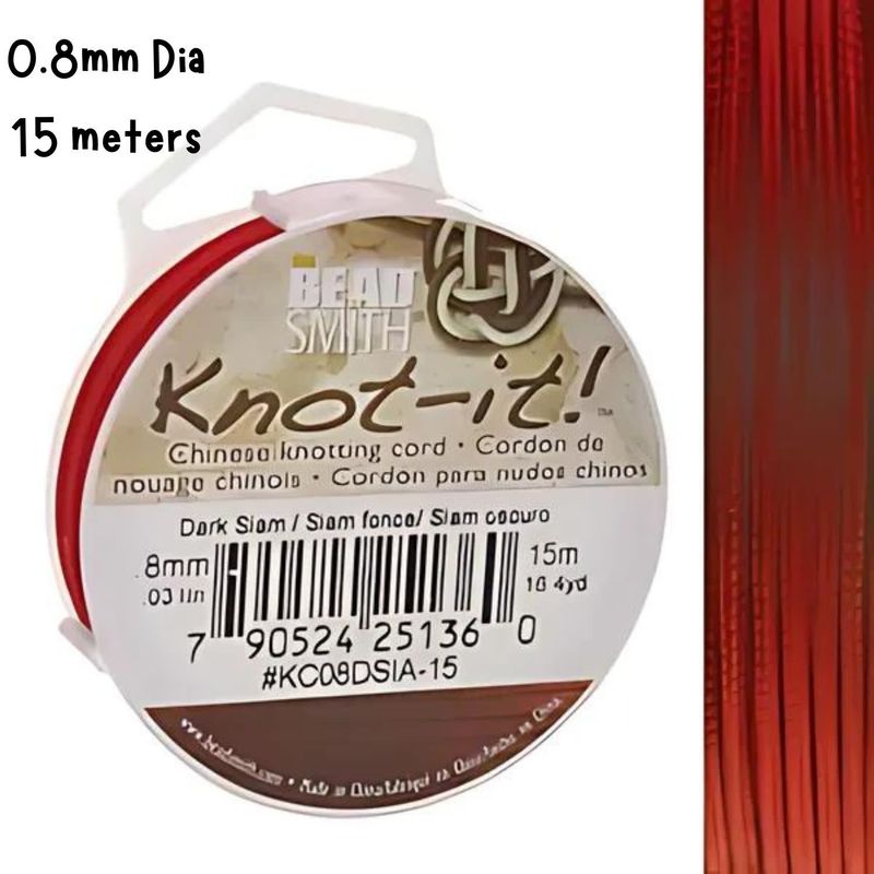 0.8mm Dark Siam Red, Chinese Knotting Cord, 16.4 Yards/15 Meters, 28gms/1oz
