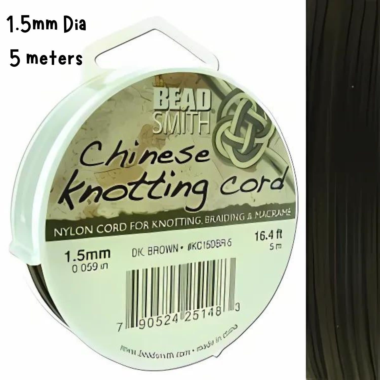 1.5mm Dark Brown, Chinese Knotting Cord, 5.46 Yards/5 Meters, 28gms/1oz