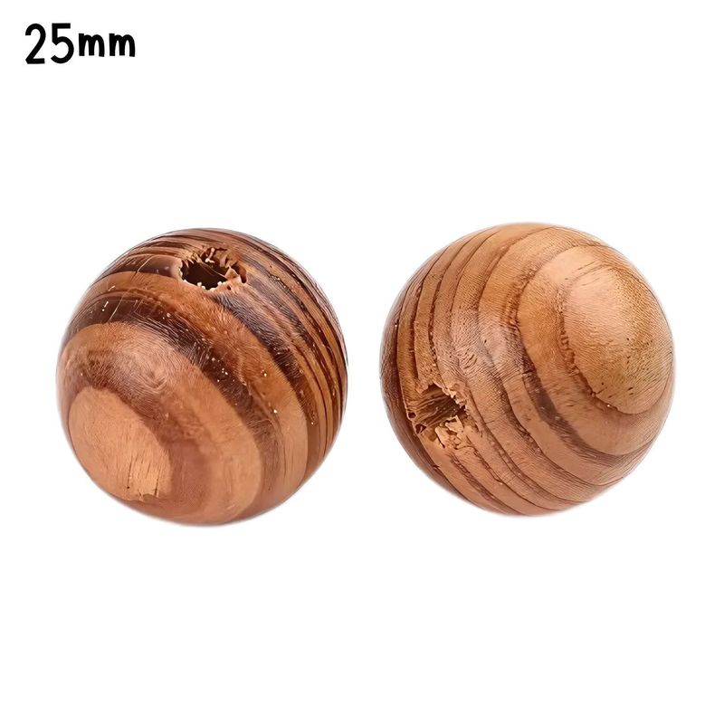 25mm Natural Pine Wood Beads, 17&quot; Strand, 20pcs, , Hole 5mm, 82gms/2.90oz