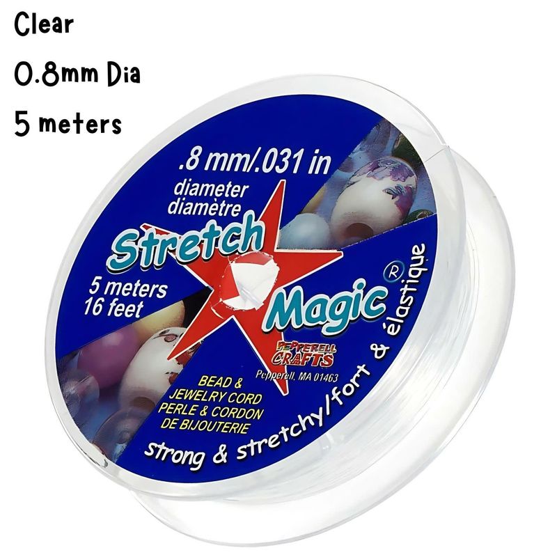 0.8mm Stretch Magic Jewelry Cord, Clear, 5 Meters/16.4Ft, 28gms/1oz