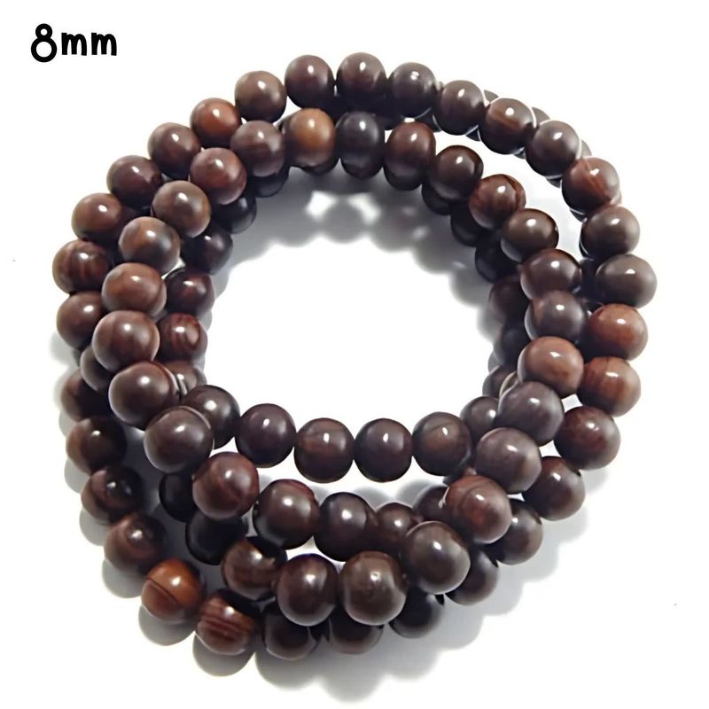 8mm Natural Burmese Rosewood Beads, 15&quot; Strand, Approx 50pcs, Mahogany Brown, Hole 1mm, 22gms/0.78oz