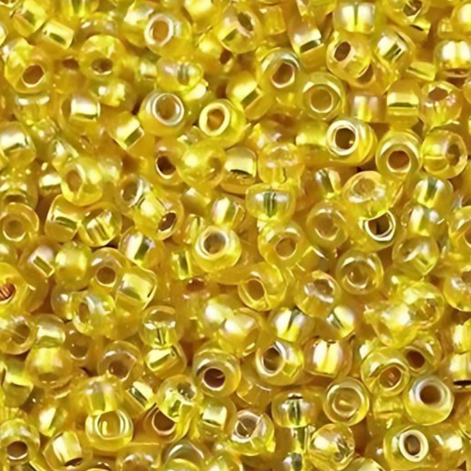 #8 Miyuki Seed Beads - Silver Lined Yellow Rainbow/AB, 8-91006-TB, Approx 858 Beads/22 Grams, 1 five inch tube