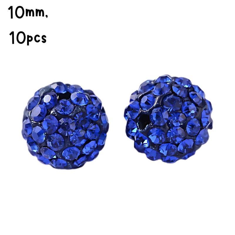 10mm Glass Rhinestone, 10pcs, Pave Polymer Clay, Sapphire Blue, Grade A, Hole 1.8mm, 11gms/0.39oz