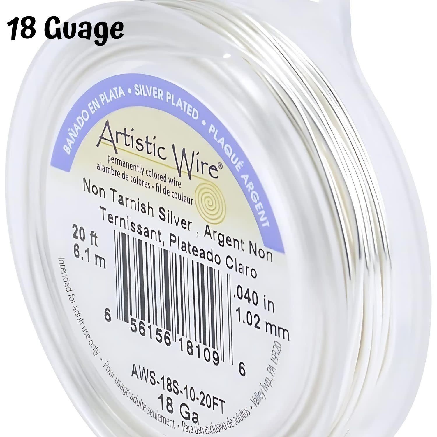 18 Gauge Tarnish Resistant, Silver Plated Copper Wire, 20ft/6.67yds