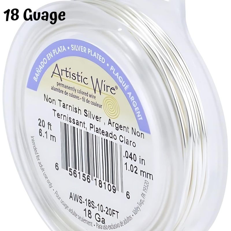 18 Gauge Tarnish Resistant, Silver Plated Copper Wire, 20ft/6.67yds