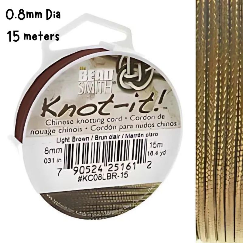 0.8mm Light Brown, Chinese Knotting Cord, 16.4 Yards/15 Meters, 28gms/1oz