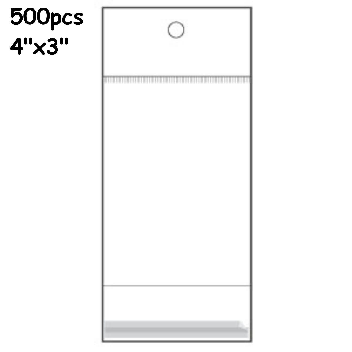 4&quot;x3&quot; Clear Plastic Resealable Bags, 500pcs, White Header, 190gms/6.7oz