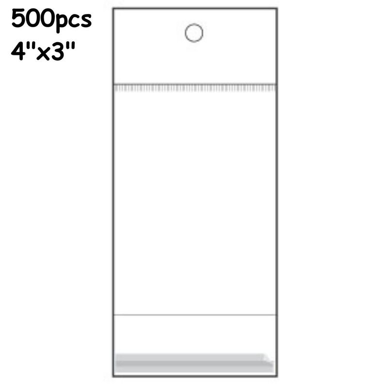4&quot;x3&quot; Clear Plastic Resealable Bags, 500pcs, White Header, 190gms/6.7oz