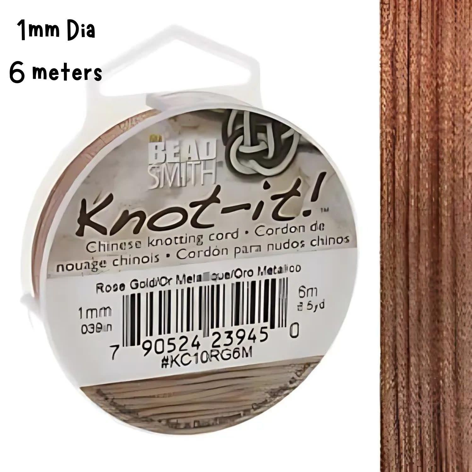 1mm Metallic Rose Gold, Chinese Knotting Cord, 6.5 Yards/6 Meters, 28gms/1oz
