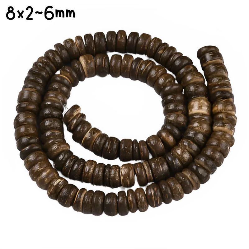 8x2~6mm Natural Coconut Rondelle Beads, 15&quot; Strand, Approx 90pcs, Medium Brown, Hole 1mm, 24gms/0.85oz