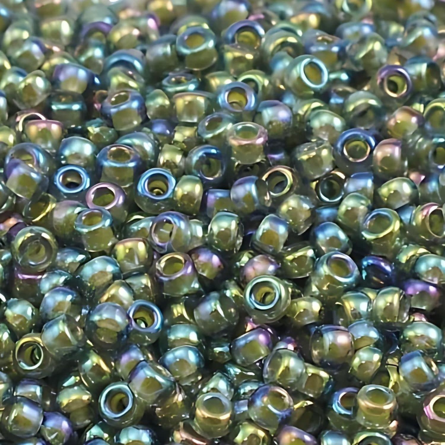 #11 Miyuki Seed Beads - Yellow Lined Aqua Ab, 11-9361-TB, Approx 24 Grams, 1 five inch tube