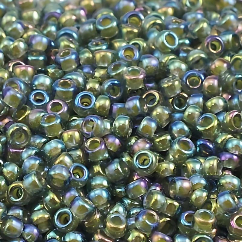 #11 Miyuki Seed Beads - Yellow Lined Aqua Ab, 11-9361-TB, Approx 24 Grams, 1 five inch tube