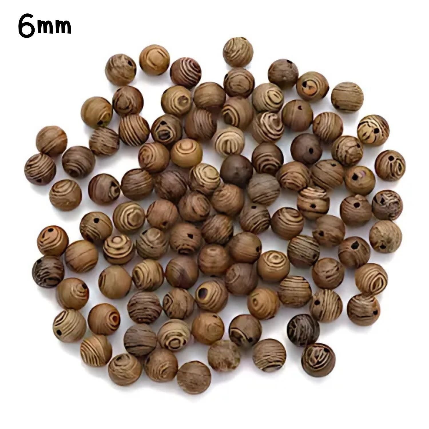 6mm Natural Wenge Wood Beads, 14&quot; Strand, Approx 65pcs, Medium Brown, Hole 1mm, 21gms/0.74oz