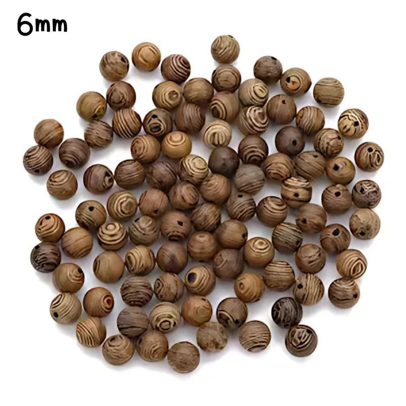 6mm Natural Wenge Wood Beads, 14&quot; Strand, Approx 65pcs, Medium Brown, Hole 1mm, 21gms/0.74oz